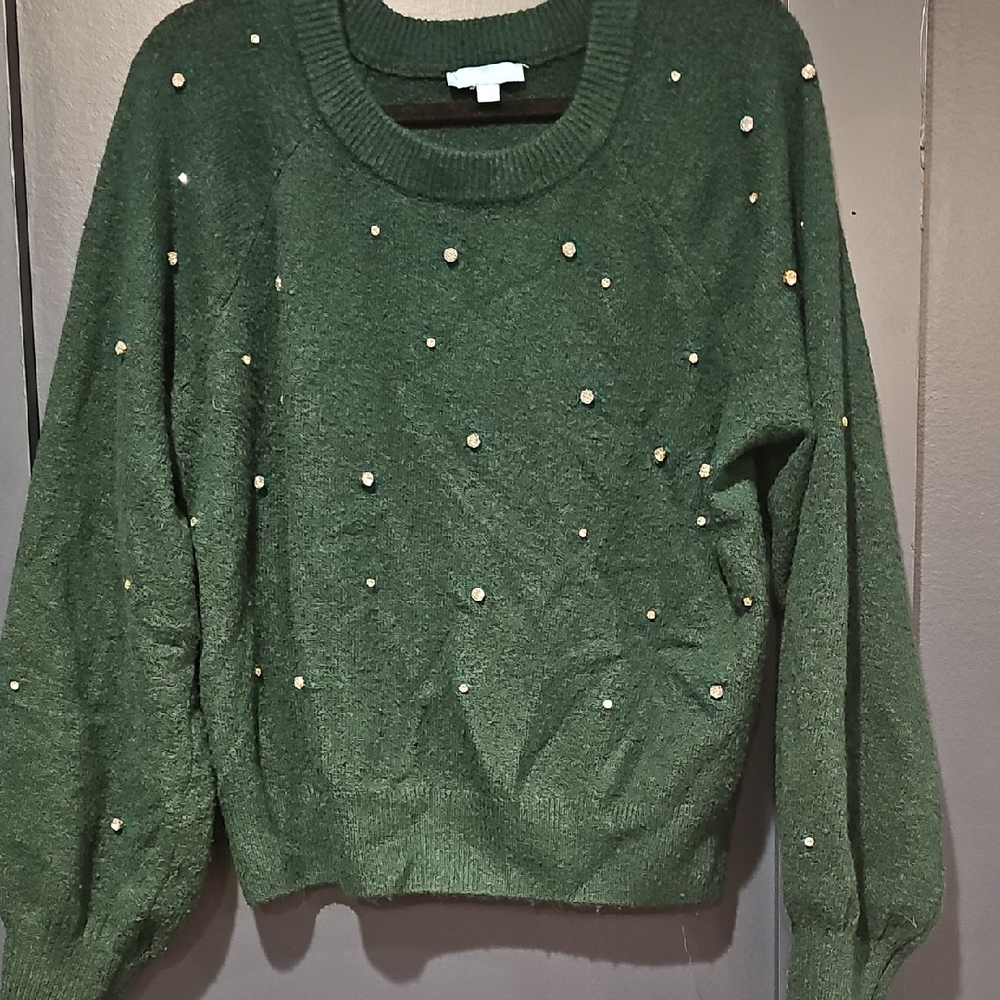 Draper James Forest Green Sweater with Cristal Accents